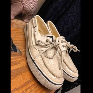 White sequined Sperry’s